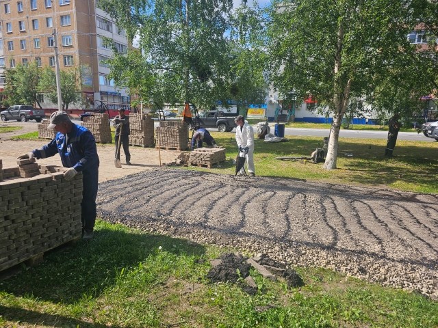 Ремонт городских тротуаров в г. Усинск